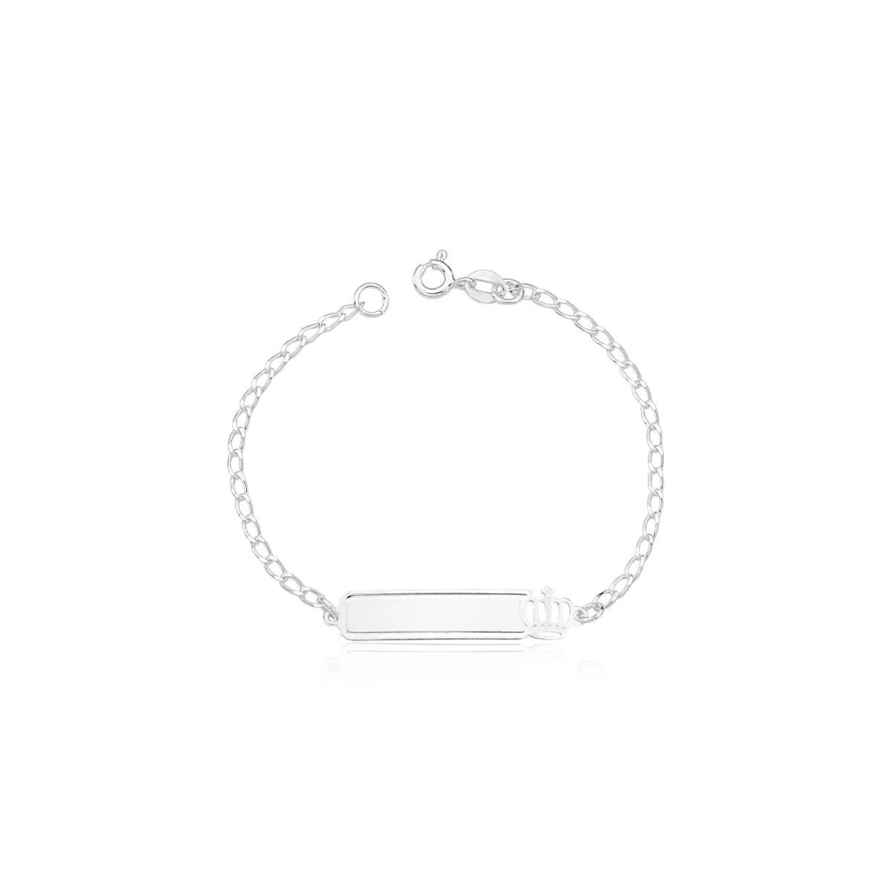 Pulseira Infantil Chapinha Coroa com Ponto de Luz 1,7g...