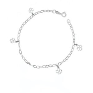 Pulseira Infantil 18cm 4 pingente trevo 1,5gr em Prata 925
