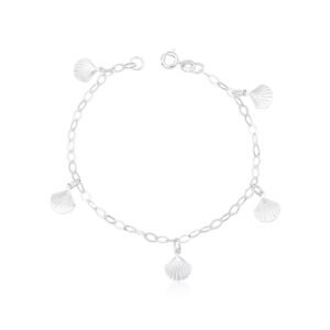 Pulseira Infantil com 4 pingentes conchas 1,3gr
