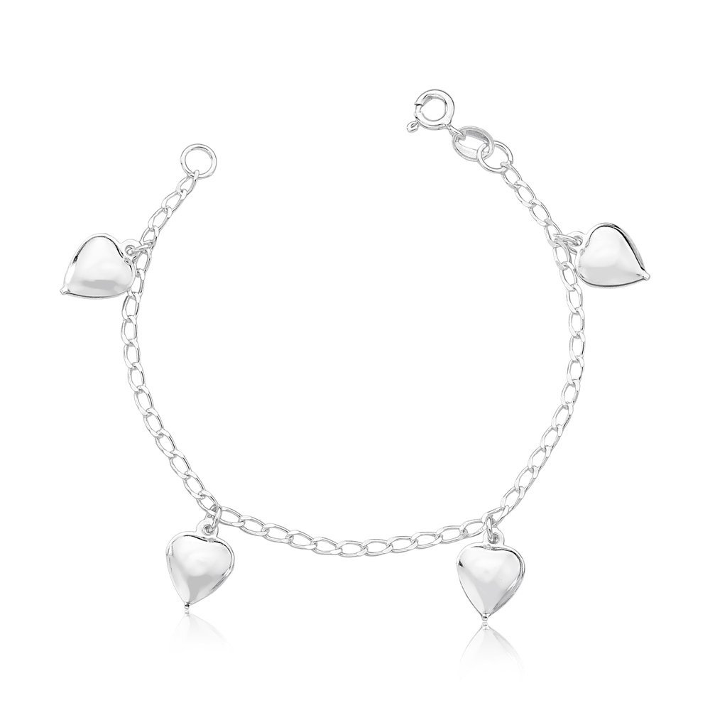 Pulseira Infantil com 4 pingentes corações