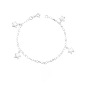 Pulseira Infantil Elo Oval com 4 Pingente Estrelas