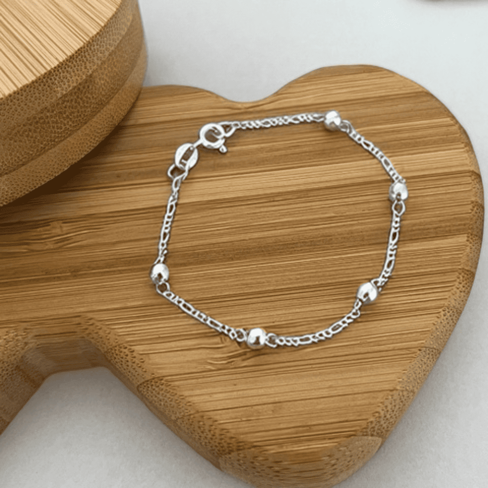 Pulseira Infantil Fio 3x1 Bola 3mm 1,2gr